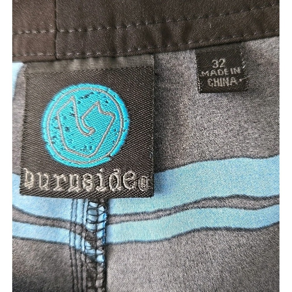 BURNSIDE Board Shorts Black Plaid with Pocket Board Scraper Size 32 - Picture 5 of 7